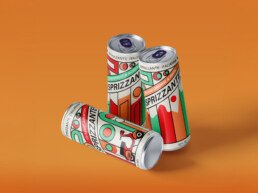Sprizzant&eacute; Italian aperitivo cans with bold illustrated packaging